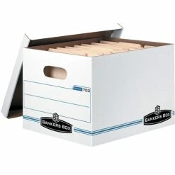 Cheap 😍 Bankers Box Stor/File Basic-Duty File Storage Box, 10 X 12 X 15 Inches, White/Blue, Pack Of 4 👏