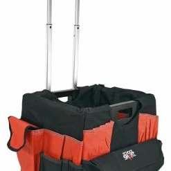 Discount 😀 School Smart Folding Storage Cart With Caddy, Medium, 13-7/8 X 11 X 12 Inches, Black/Red 👍