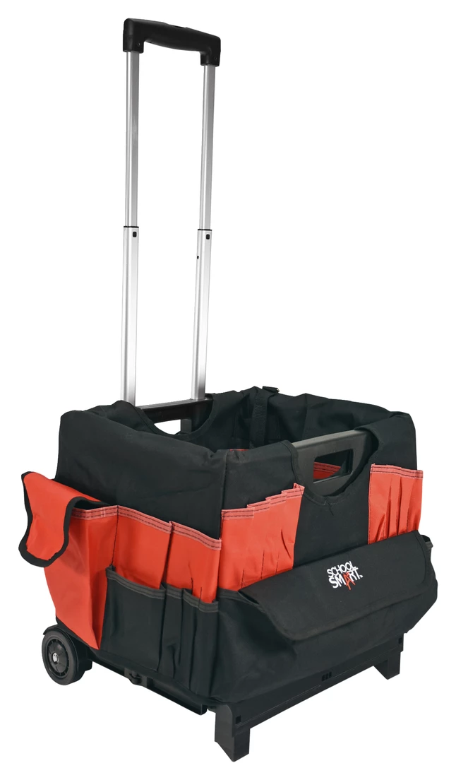 Discount ๐ School Smart Folding Storage Cart With Caddy, Medium, 13-7/8 X 11 X 12 Inches, Black/Red ๐