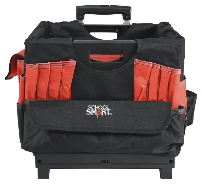 Discount ๐ School Smart Folding Storage Cart With Caddy, Medium, 13-7/8 X 11 X 12 Inches, Black/Red ๐ - Image 3