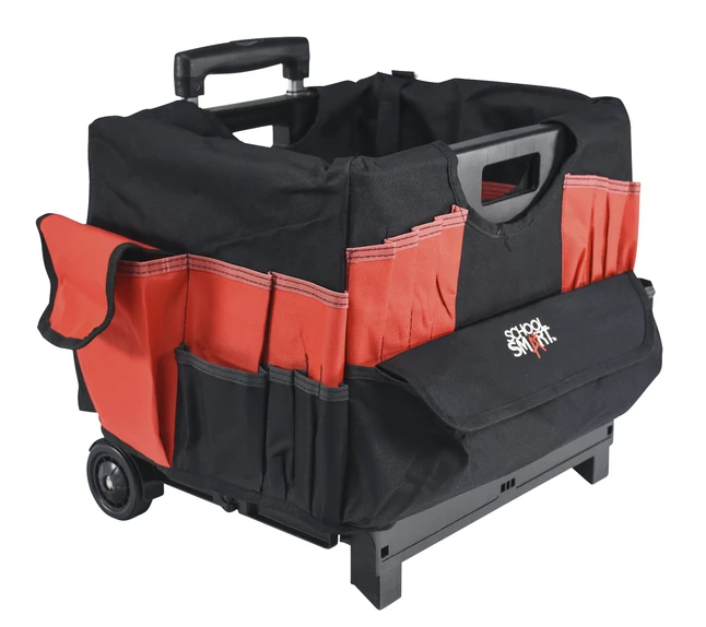 Discount ๐ School Smart Folding Storage Cart With Caddy, Medium, 13-7/8 X 11 X 12 Inches, Black/Red ๐ - Image 4