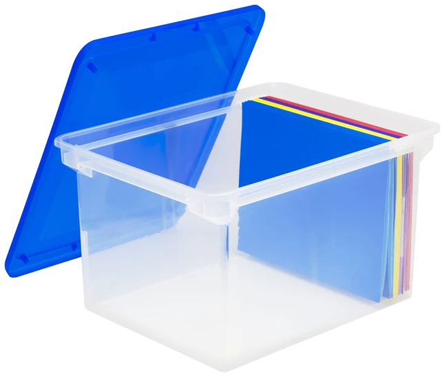 Coupon ✨ Storex Portable File Tote With Lid, Letter/Legal, 14 X 18 X 11-1/2 Inches, Clear/Blue ✨ - Image 2
