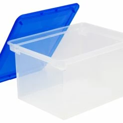 Coupon ✨ Storex Portable File Tote With Lid, Letter/Legal, 14 X 18 X 11-1/2 Inches, Clear/Blue ✨