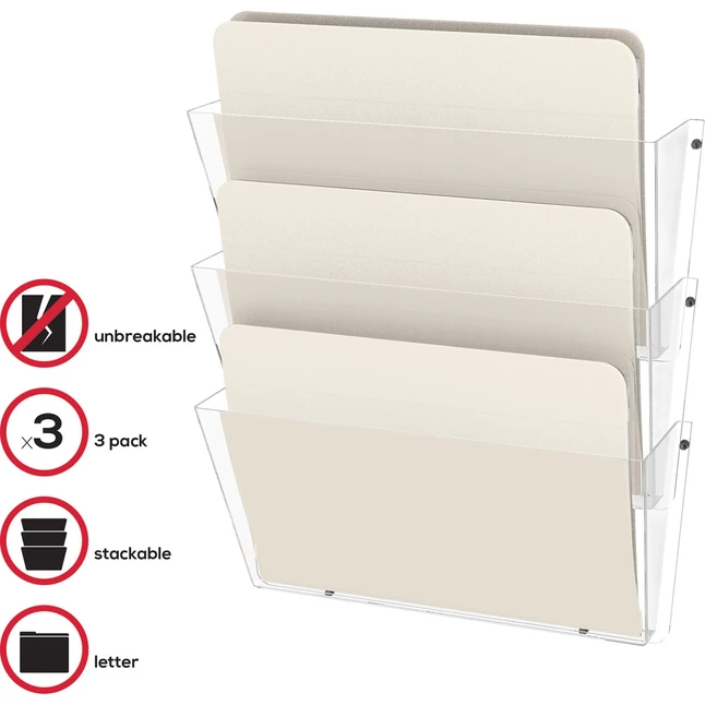 Discount โจ Deflect-O Deflecto Unbreakable DocuPockets, 14-1/2 X 3 X 6-1/2 Inches, Clear, Pack Of 3 ๐ฏ - Image 2
