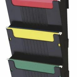 New 👍 Deflect-O Deflecto 3-Pocket Wall Mount Letter Hanging File System With Hardware, 12-5/8 In W X 3-7/8 In D X 25 In H, Black, Pack Of 3 👍