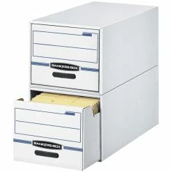 Outlet ❤️ Bankers Box Storage Drawer, Legal Size, White/Blue, Pack Of 6 🧨