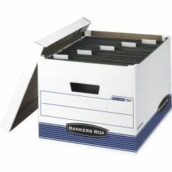 Best Sale 🤩 Bankers Box File 'N' Store File Storage Box, Letter/Legal Size, White/Blue, Pack Of 4 😉