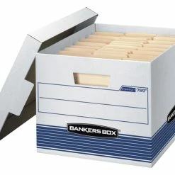 Outlet 🎉 Bankers Box File Storage Box With Lid, Letter/Legal Size, 10 X 15 X 10 Inches, Blue/White, Pack Of 12 👏