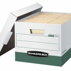 Cheap 🎉 Bankers Box R-Kive File Storage Box, 12 X 15 X 10 Inches, White/Green, Pack Of 12 🥰
