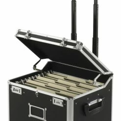 New 💯 Vaultz Locking File Box With Casters, Letter/Legal Size, Black/Chrome 🔔