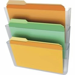 Cheap 🛒 Deflect-O Deflecto Recyclable Wall Pocket System, Letter, 13 In W X 4 In D X 14 In H, Clear, Pack Of 3 ⭐