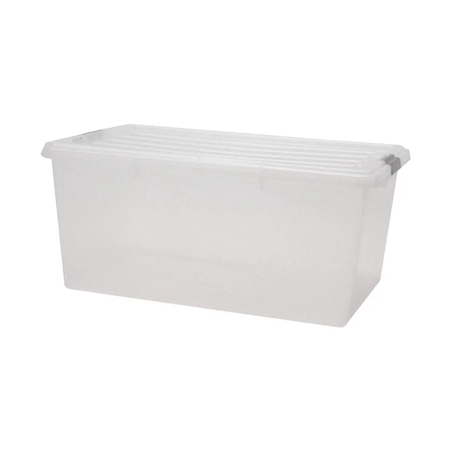 Promo 🔥 IRIS Stacking Storage Box With Lid, 17-1/4 X 26-1/8 X 11-3/4 Inches, 68 Quart, Clear, Pack Of 5 😍