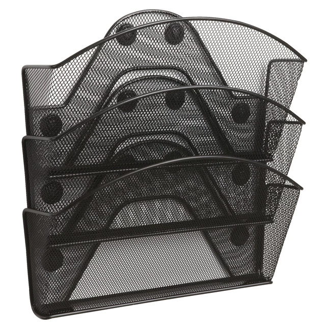 Best Sale 🤩 Safco Black Magic Steel Mesh Heavy Duty Magnetic Recyclable Triple File Pocket, 12-1/2 X 4 X 13-1/2 In, Black ✨