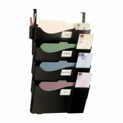 New 🔥 Officemate Plastic Hanging File System With 4-Pocket, Letter, 27-1/2 L X 16-5/8 W In, 15 In Expansion, Black, Pack Of 4 😉