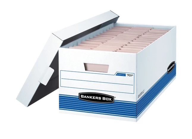 Best Sale ๐ Bankers Box File Storage Box With Lid, Letter Size, 10 X 12 X 24 Inches, White/Blue, Pack Of 12 ๐ฏ
