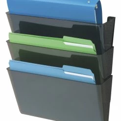 Flash Sale 😍 Deflect-O Deflecto EZ-Link Recycled 3 Pocket DocuPocket Wall File, Letter Size, Black, Pack Of 3 🎁