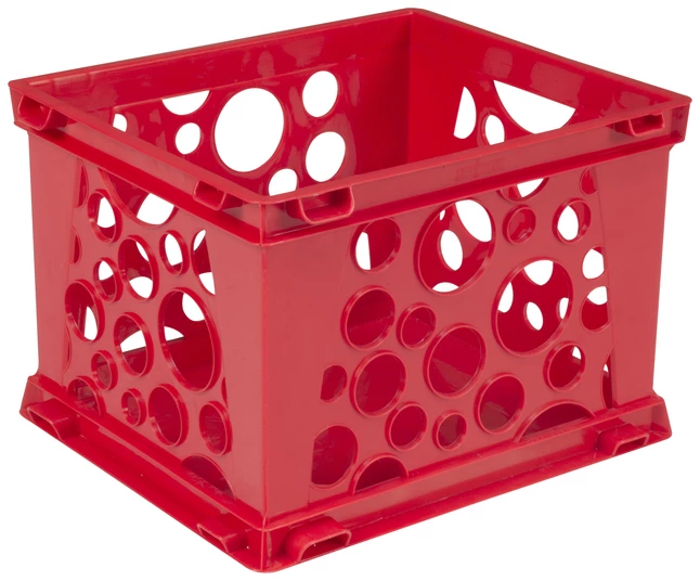 Hot Sale 💯 Storex Mini Stackable Storage Crate, 9 X 7-3/4 X 6 Inches, Red 👍