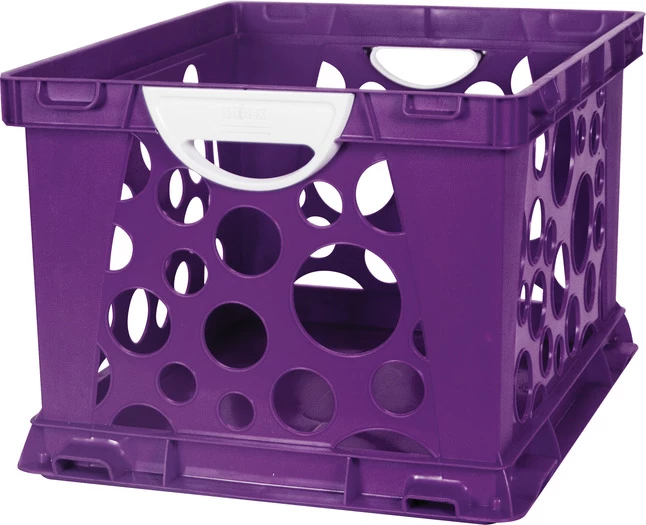Outlet ✨ Storex 2-Color Large Crate With Handles, Purple Vine/White ⌛