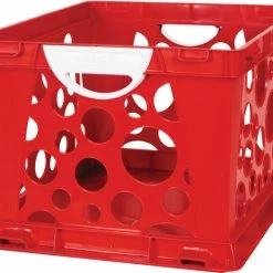 Promo 🧨 Storex 2-Color Large Crate With Handles, Ruby Red/White 🎁