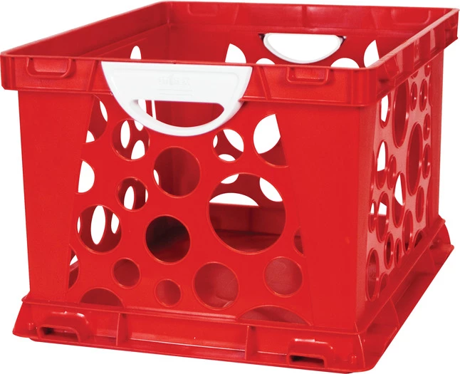Promo ๐งจ Storex 2-Color Large Crate With Handles, Ruby Red/White ๐