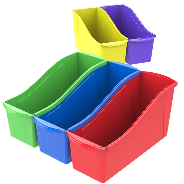 Best Sale 👍 Storex Large Interlocking Book Bin, 14-1/4 X 5-1/4 X 7 Inches, Assorted Colors, Set Of 30 😀