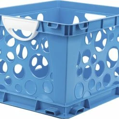 Cheapest 👏 Storex Crate With Handle, Blue/White, Pack Of 3 ⌛