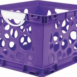 Best Sale 😍 Storex Crate With Handle, Purple/White, Pack Of 3 🎁