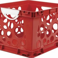 Cheapest 🤩 Storex Crate With Handle, Ruby Red/White, Pack Of 3 ❤️