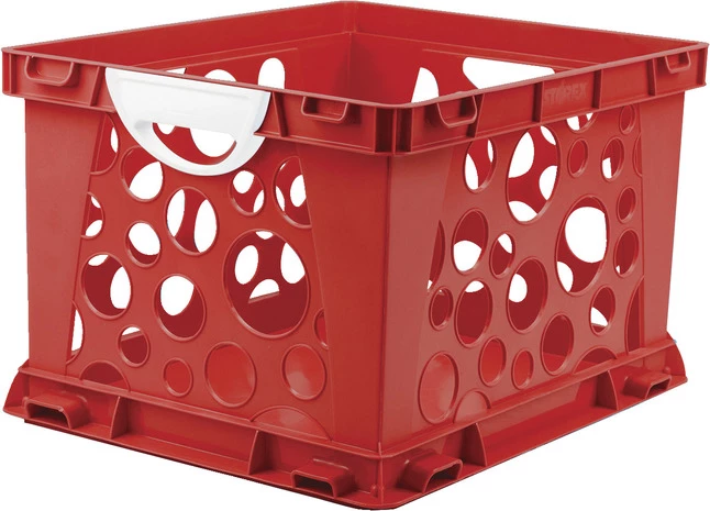 Cheapest ๐คฉ Storex Crate With Handle, Ruby Red/White, Pack Of 3 โค๏ธ