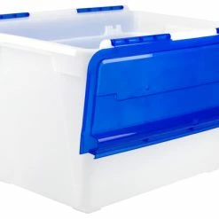 Buy ⭐ Storex Flip Top Tote, 12 Gallons, Blue, Set Of 4 🤩