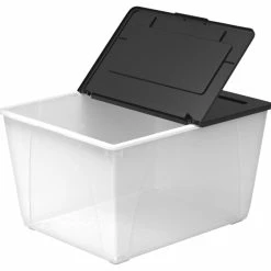 Coupon ❤️ Storex Storage Bin 16 Gallon, Clear With Black Lid 🎉