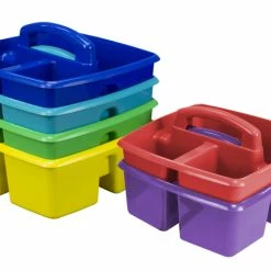 Outlet 🔥 Storex 3 Compartment Supplies Caddy, 9-1/4 X 9-1/4 X 5-1/4 Inches, Assorted Colors, Set Of 6 😀