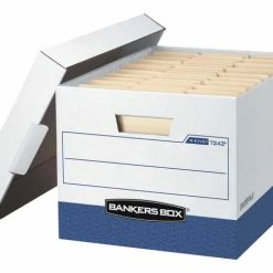 Budget 🤩 Bankers Box R-Kive File Storage Box, 12 X 15 X 10 Inches, White/Blue, Pack Of 4 👍