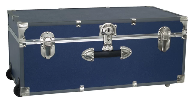 Hot Sale ๐ Seward Collegiate Collection Footlocker Trunk With Wheels, 30 Inches, Blue โ