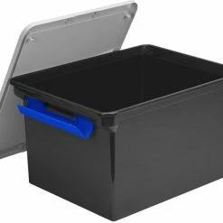 Cheap ✔️ Storex Storage File Tote With Locking Handles, Black/Gray 🤩