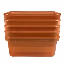 Coupon 😍 School Smart Storage Tray, 7-7/8 X 12-1/4 X 5-3/8 Inches, Translucent Orange, Pack Of 5 ❤️