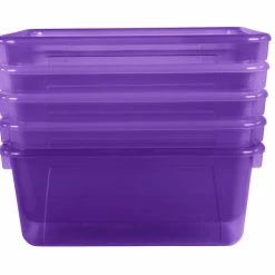 Deals 🎁 School Smart Storage Tray, 7-7/8 X 12-1/4 X 5-3/8 Inches, Translucent Violet, Pack Of 5 ❤️