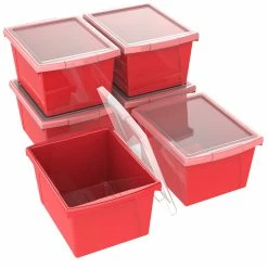 Best deal 💯 Storex Classroom Storage Bin With Lid, 4 Gallon, Red, Pack Of 6 😀
