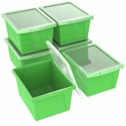 New ✔️ Storex Storage Bins With Lids, 13-5/8 X 11-1/4 X 7-7/8 Inches, Green, Pack Of 6 🌟