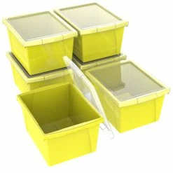Cheap 😀 Storex Classroom Storage Bin With Lid, 4 Gallon, Yellow, Pack Of 6 🔔