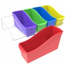 Budget 🔥 Storex Metal Shelf Rack With 5 Large Book Bins, 25-7/10 X 14-1/3 X 7-1/4 Inches, Assorted Colors 👍