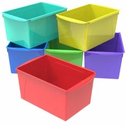 Flash Sale 🔥 Storex Interlocking Book Bins, Double Wide, 14-1/2 X 9-1/5 X 7 Inches, Assorted Colors, Pack Of 6 👏