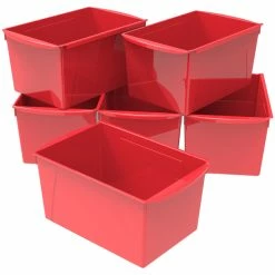 Deals 🎉 Storex Interlocking Book Bins, Double Wide, 14-1/2 X 9-1/5 X 7 Inches, Red, Pack Of 6 ⭐