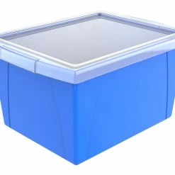Budget 🔔 Storex Classroom Storage Bin With Lid, 4 Gallon, 13-5/8 X 11-1/4 X 7-7/8 Inches, Blue ✔️