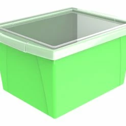 Promo 💯 Storex Classroom Storage Bin With Lid, 4 Gallon, 13-5/8 X 11-1/4 X 7-7/8 Inches, Green 🤩