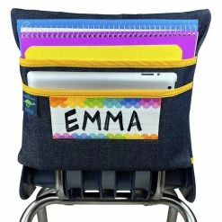 Flash Sale 🥰 Aussie Pouch Chair Pocket With Double Pocket Design And Name Tag Pocket, Large, 17 Inches, Yellow Trim ⭐