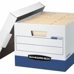 Brand new ⭐ Bankers Box R-Kive File Storage Box, 12 X 15 X 10 Inches, White/Blue, Pack Of 20 🔔