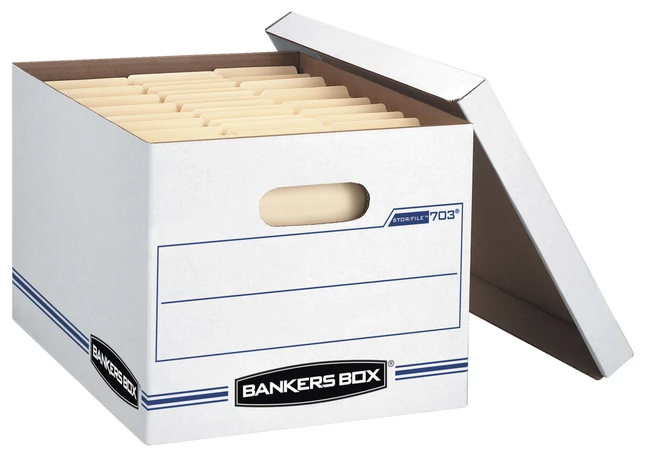 Top 10 ✨ Fellowes Bankers Box Stor/File Basic-Duty File Storage Box, 10 X 12 X 15 Inches, White/Blue, Pack Of 20 ✨