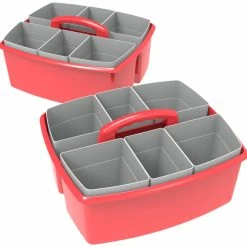 Hot Sale ❤️ Storex Large Caddy With Sorting Cups, 13 X 11 X 6-3/8 Inches, Red, Pack Of 2 🔥