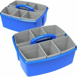 Hot Sale 🥰 Storex Large Caddy With Sorting Cups, 13 X 11 X 6-3/8 Inches, Blue, Pack Of 2 🛒